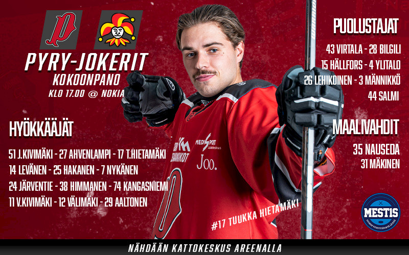 Pyry jatkoi hyviä otteitaan Imatralla - Tänään edessä kotiottelu Jokereita vastaan