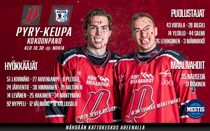 Kovassa lennossa olevalla Pyryllä tänään kuuden pisteen ottelu