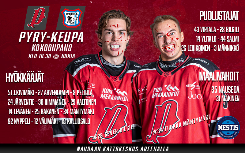 Kovassa lennossa olevalla Pyryllä tänään kuuden pisteen ottelu